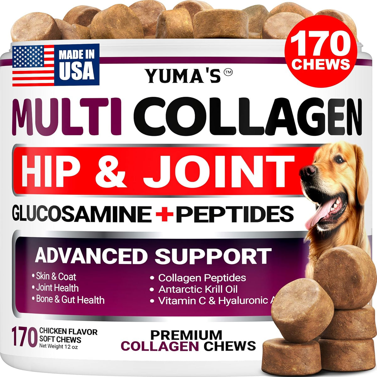 Glucosamine for Dogs - 240 Chews - Hip & Joint Supplement for Dogs