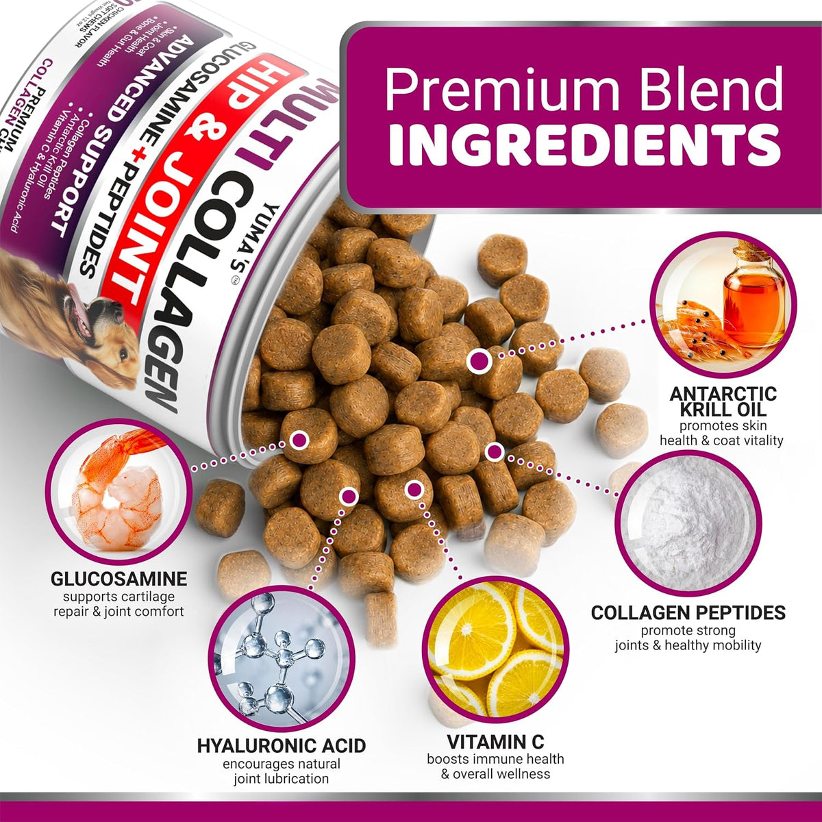 Glucosamine for Dogs - 240 Chews - Hip & Joint Supplement for Dogs