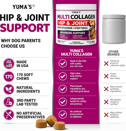 Glucosamine for Dogs - 240 Chews - Hip & Joint Supplement for Dogs