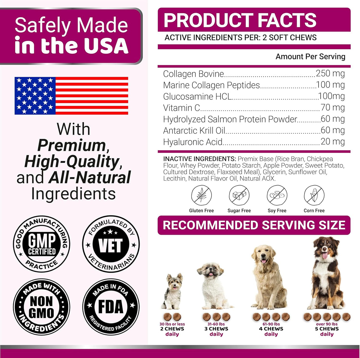 Glucosamine for Dogs - 240 Chews - Hip & Joint Supplement for Dogs