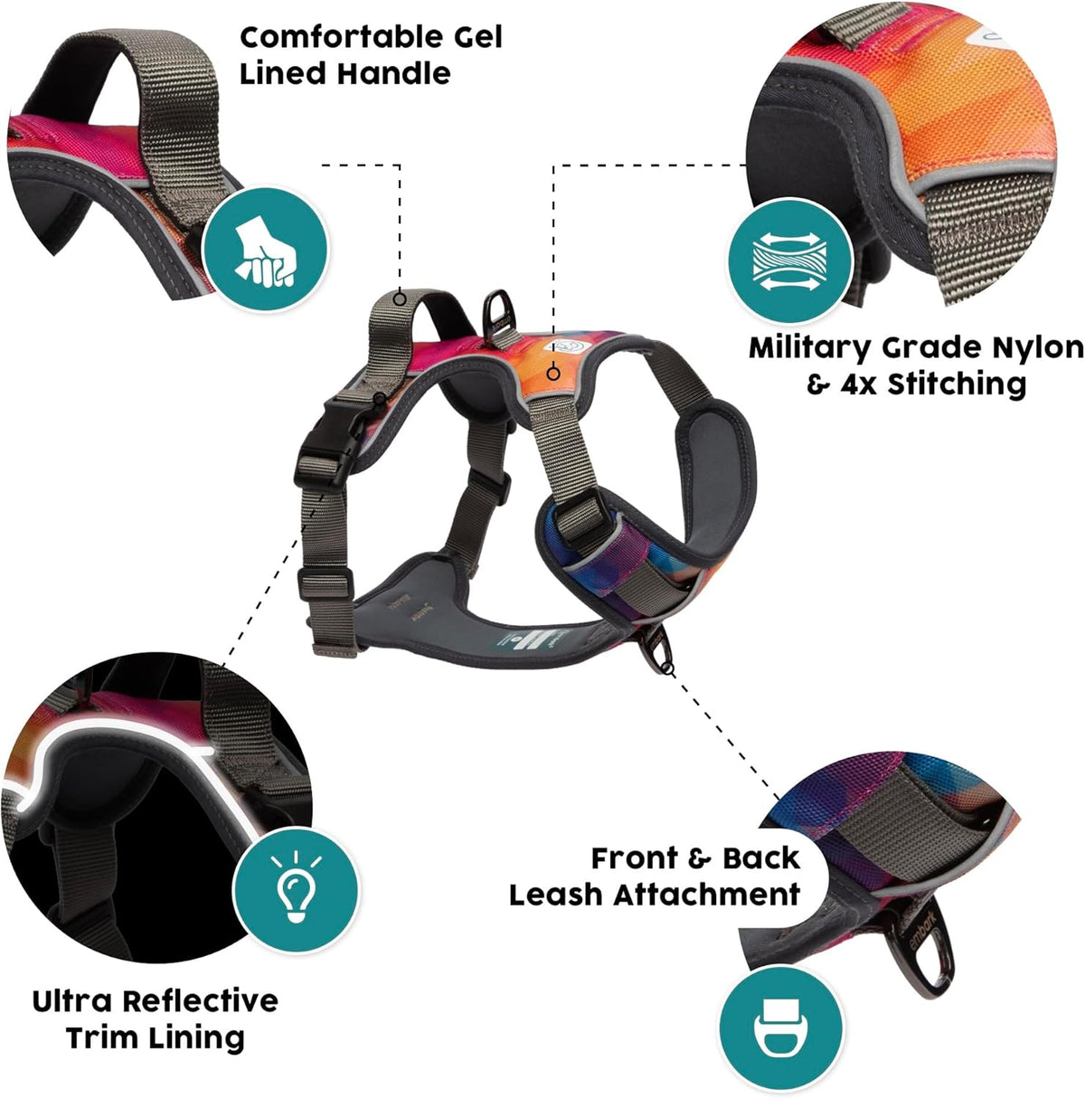 Embark No Pull Dog Harness, Reflective Adjustable Training Vest, No Choke