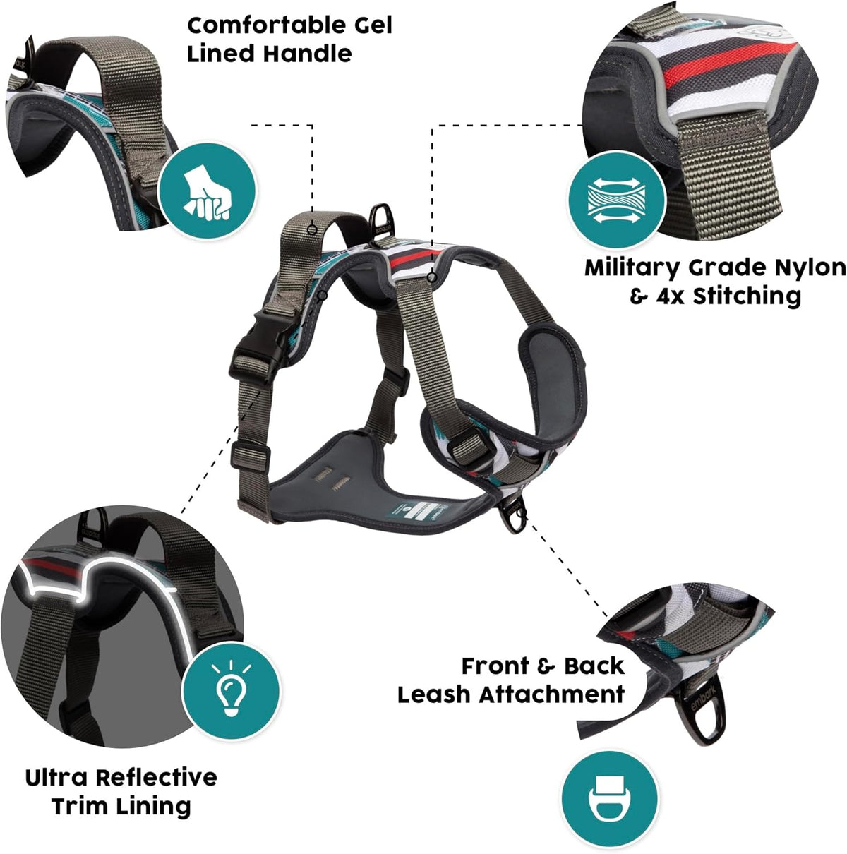 Embark No Pull Dog Harness, Reflective Adjustable Training Vest, No Choke