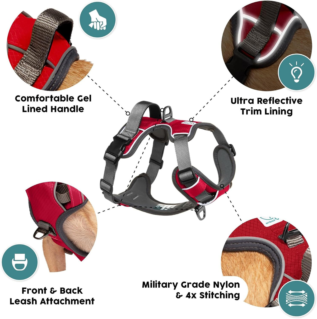 Embark No Pull Dog Harness, Reflective Adjustable Training Vest, No Choke