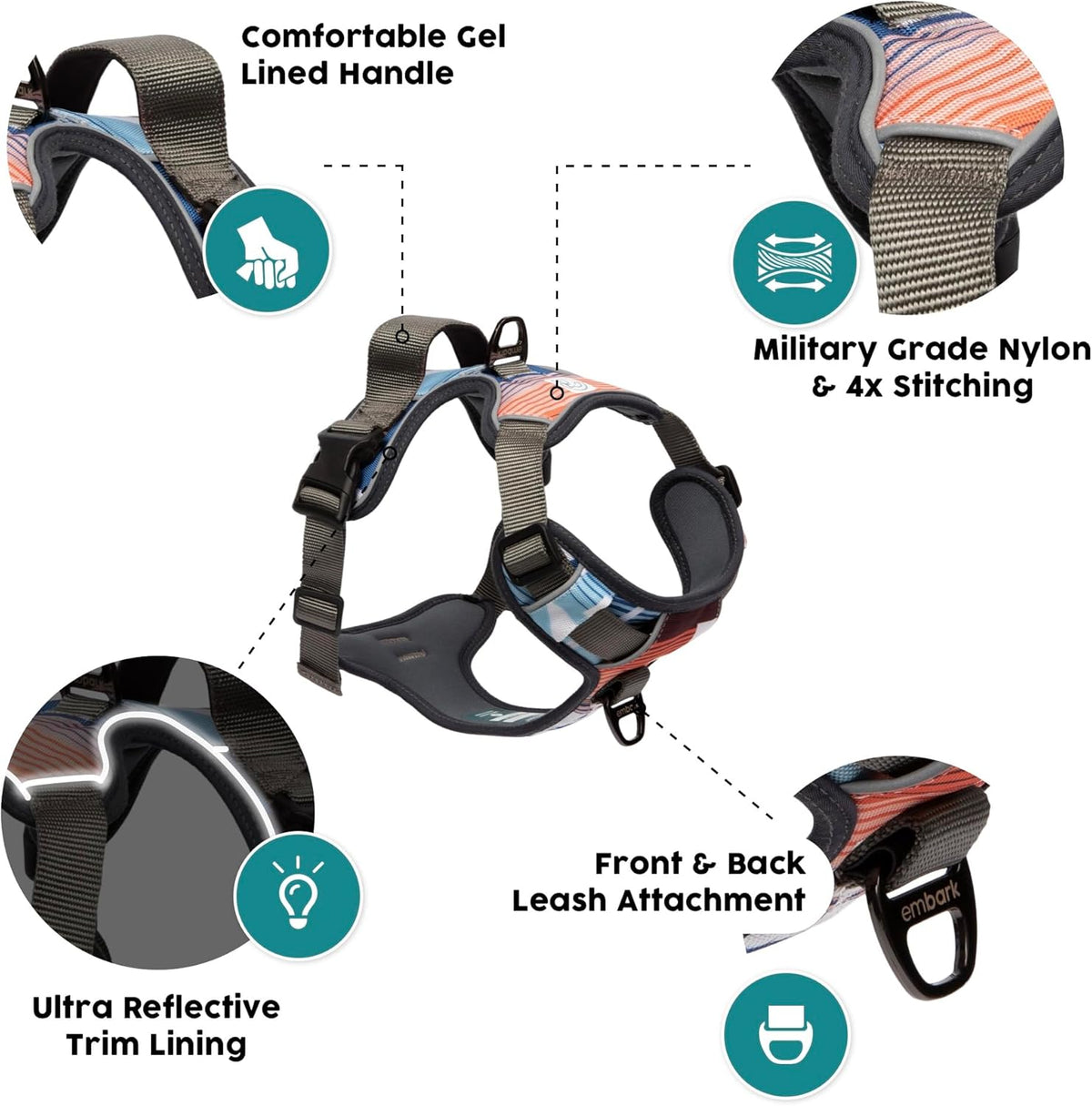 Embark No Pull Dog Harness, Reflective Adjustable Training Vest, No Choke