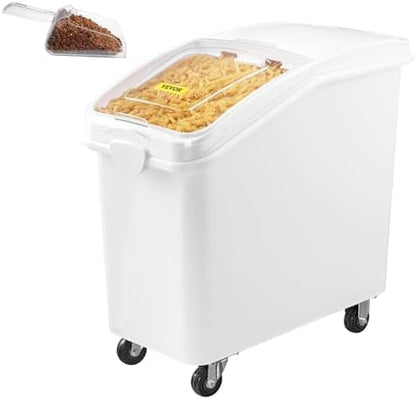 VEVOR Rice Storage Container, 4.5Gallon/20L Capacity Large Dog Food Dispenser Bin, Kitchen Ingredient Grain Cereal Flour Bin, Pet food Containers with Wheels, Measuring Cup, Airtight Lid, 1 Pack
