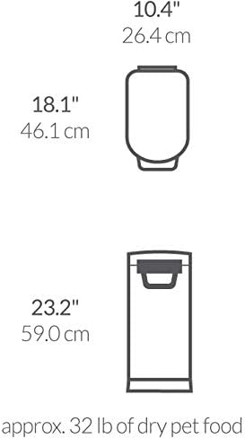 simplehuman Large Pet Food Storage Container, Holds 30-35 lb / 14-16 kg of Dry Dog Food, Cat Food, or Bird Seed, Airtight Lock-Tight Lid with Magnetic Scoop, BPA-Free, Brushed Stainless Steel