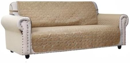 Ameritex Couch Sofa Slipcover 100% Waterproof Nonslip Quilted Furniture Protector for Dogs, Children, Pets, Machine Washable (Beige, 68")