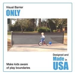 Kidkusion Retractable Driveway Guard | Adjustable Up to 12 Ft. | Visual Boundary for Playtime Safety | Black | Made in USA