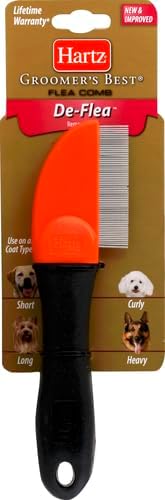 Hartz Groomer's Best Flea Comb for Dogs and Cats, Fine-Toothed Gentle Pet Comb for Detangling or Dematting Face & Paws (Pack of 1)