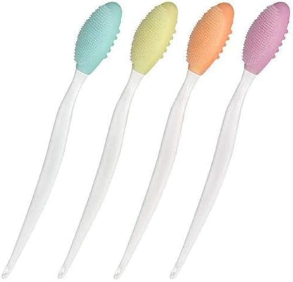 AUTOWT Dog Toothbrush, 4 Packs Silicone Pro Double-Sided Soft Comfort Gentle Dental Brushes Set Kit with 5.7 inches Curved Long Handle for Puppy Small Medium Dogs Cats Most Pet (Set 1)