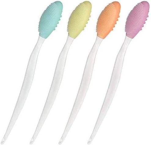 AUTOWT Dog Toothbrush, 4 Packs Silicone Pro Double-Sided Soft Comfort Gentle Dental Brushes Set Kit with 5.7 inches Curved Long Handle for Puppy Small Medium Dogs Cats Most Pet (Set 1)