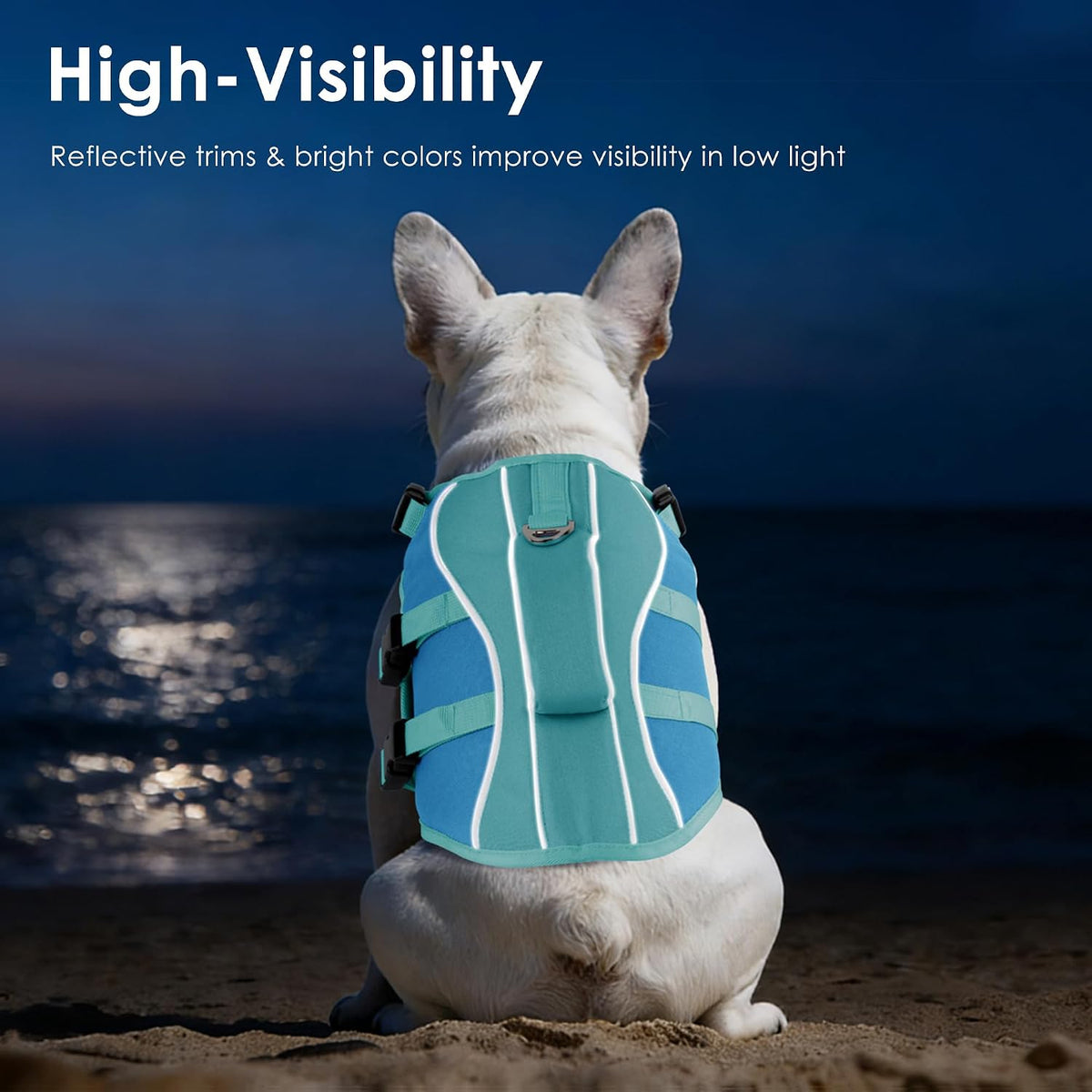 Dog Life Jacket with Handle Adjustable Swim Vest, Pine Green, L