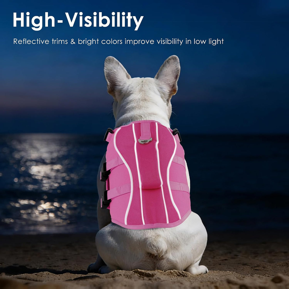 Dog Life Jacket with Handle Adjustable Swim Vest, Pine Green, L