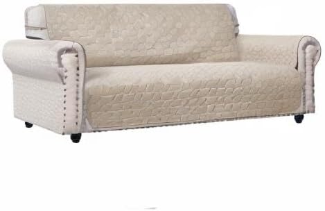 Ameritex Couch Sofa Slipcover 100% Waterproof Nonslip Quilted Furniture Protector for Dogs, Children, Pets, Machine Washable (Beige, 68")