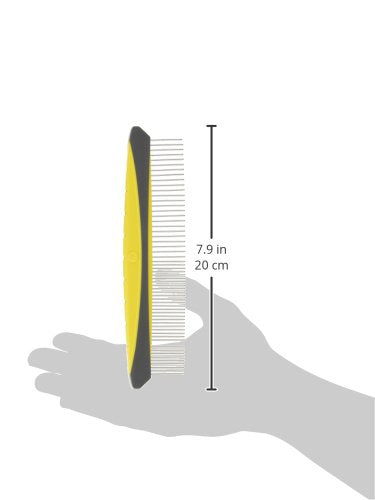 JW Pet Company 8-Inch Gripsoft Rotating Comfort Comb, Fine and Coarse,Gray/Yellow