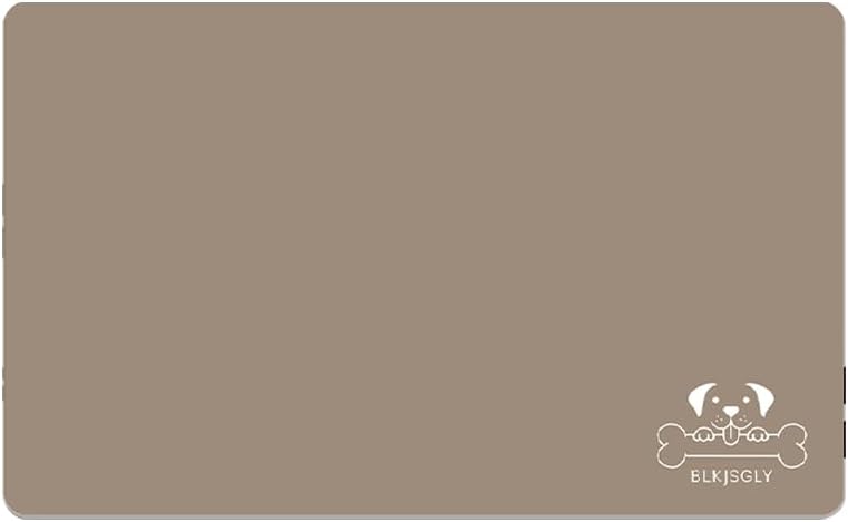 18"×30" Dog Food Mat-Absorbent Dog Mat for Food and Water, No Stains Quick Dry Cat Food Bowl Mat with Footprints for Messy Drinkers,Dark Grey