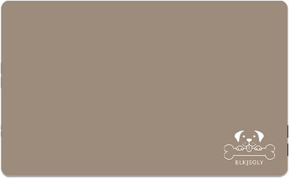 18"×30" Dog Food Mat-Absorbent Dog Mat for Food and Water, No Stains Quick Dry Cat Food Bowl Mat with Footprints for Messy Drinkers,Dark Grey