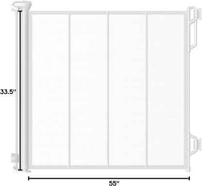 Spaceany Reinforced Retractable Baby Gate or Mesh Dog Gate,Easy to Use for Stairs, Doorways, Hallways, Indoor, Outdoor, Wide Pet Gate 33.5" Tall, Extends to 45" Wide, Gray