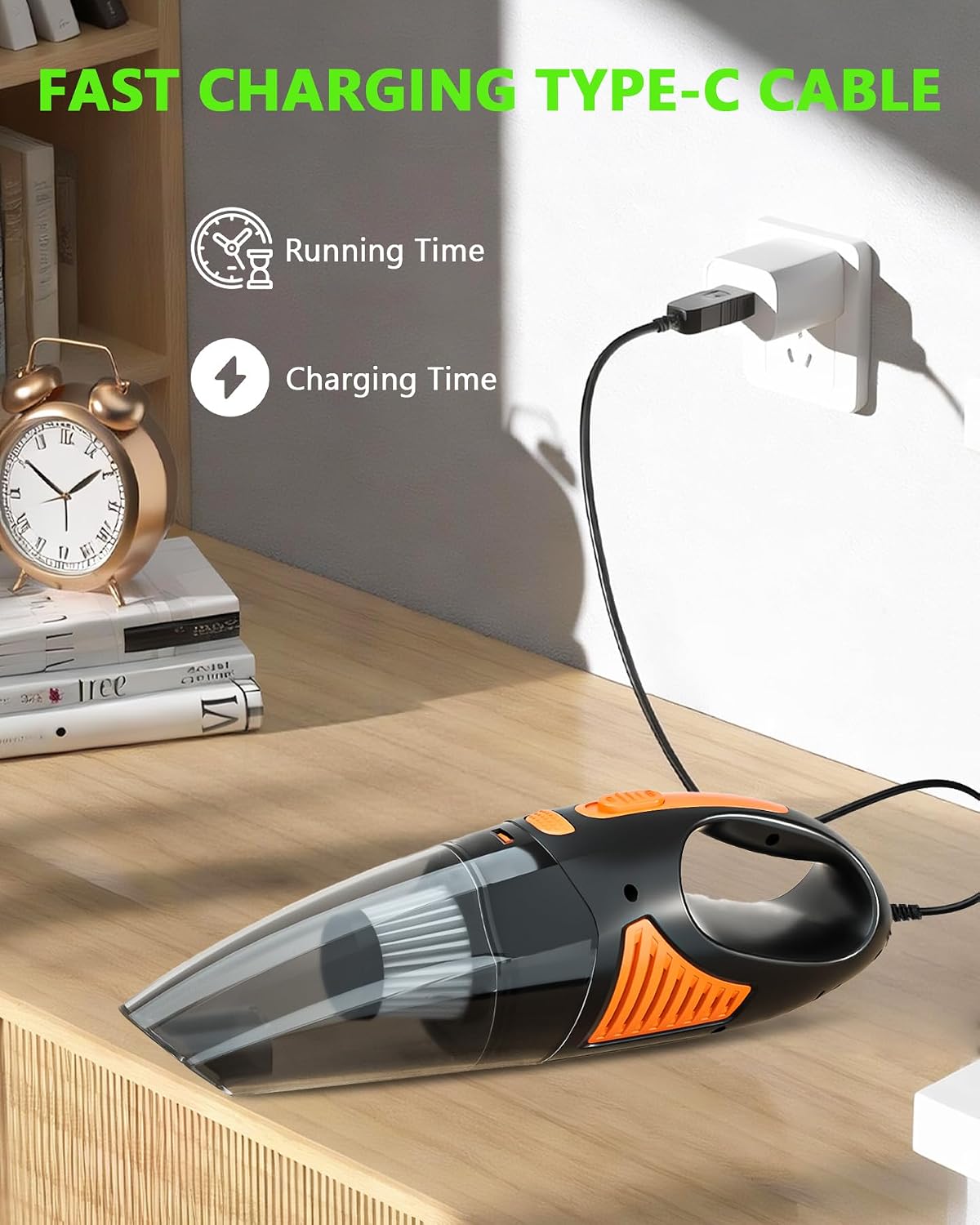 Handheld Vacuum Cordless, Rechargeable Car Vacuum Cleaner with Multiple Attachments, Portable Hand Held Vacuum Suction Power, Mini Vacuum for Car, Home, Pet Hair, Office, Desk, Keyboards Black Silver