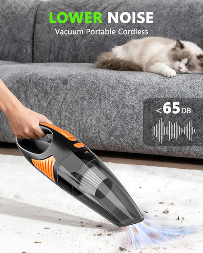 Handheld Vacuum Cordless, Rechargeable Car Vacuum Cleaner with Multiple Attachments, Portable Hand Held Vacuum Suction Power, Mini Vacuum for Car, Home, Pet Hair, Office, Desk, Keyboards Black Silver