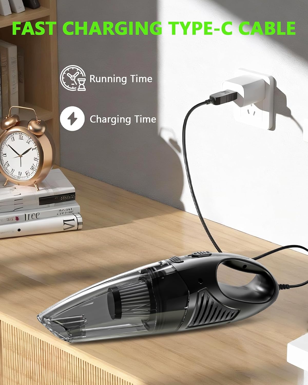 Handheld Vacuum Cordless, Rechargeable Car Vacuum Cleaner with Multiple Attachments, Portable Hand Held Vacuum Suction Power, Mini Vacuum for Car, Home, Pet Hair, Office, Desk, Keyboards Black Silver