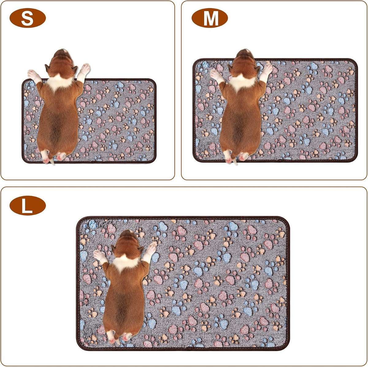 1 Pack 3 Blankets Super Soft Fluffy Premium Fleece Pet Blanket Flannel Paw Printed Throw for Dog Puppy Cat (Small 23x16'', Brown, Pink, White)