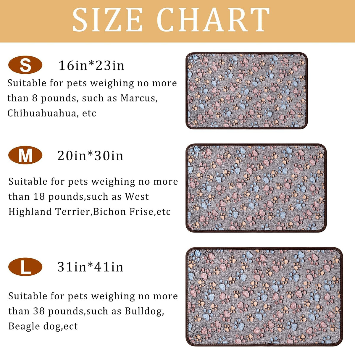 1 Pack 3 Blankets Super Soft Fluffy Premium Fleece Pet Blanket Flannel Paw Printed Throw for Dog Puppy Cat (Small 23x16'', Brown, Pink, White)