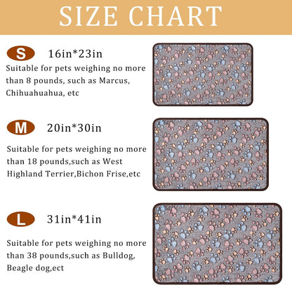 1 Pack 3 Blankets Super Soft Fluffy Premium Fleece Pet Blanket Flannel Paw Printed Throw for Dog Puppy Cat (Small 23x16'', Brown, Pink, White)