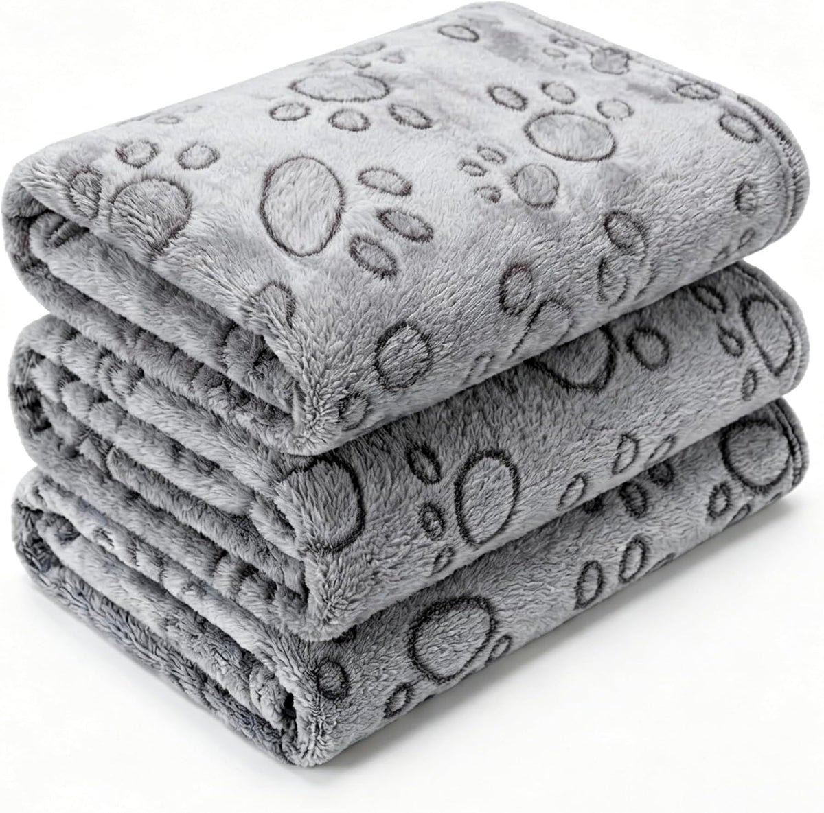 1 Pack 3 Blankets Super Soft Fluffy Premium Fleece Pet Blanket Flannel Paw Printed Throw for Dog Puppy Cat (Small 23x16'', Brown, Pink, White)