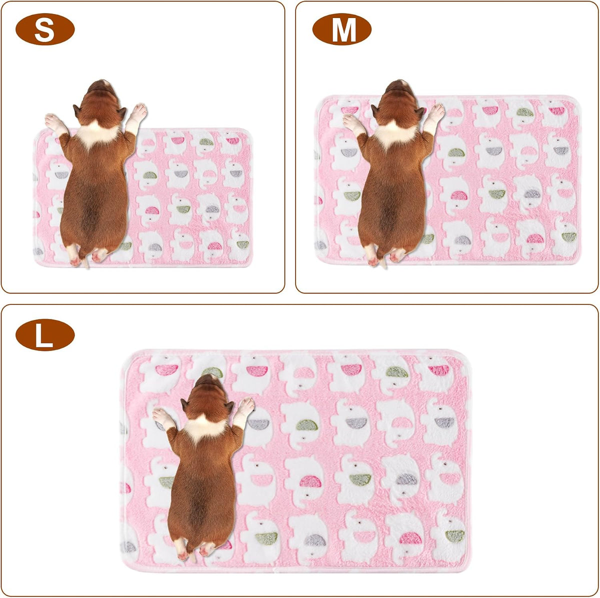 1 Pack 3 Blankets Super Soft Fluffy Premium Fleece Pet Blanket Flannel Paw Printed Throw for Dog Puppy Cat (Small 23x16'', Brown, Pink, White)