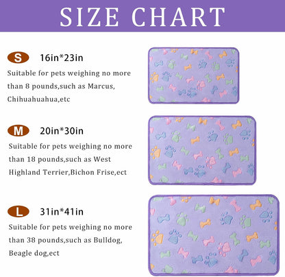 1 Pack 3 Blankets Super Soft Fluffy Premium Fleece Pet Blanket Flannel Paw Printed Throw for Dog Puppy Cat (Small 23x16'', Brown, Pink, White)