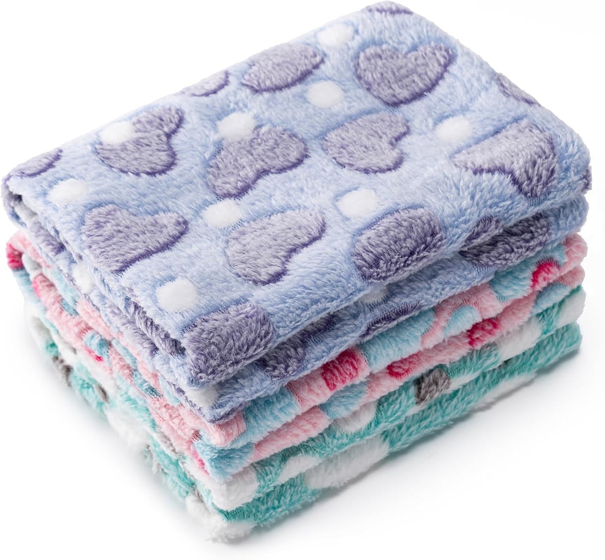 1 Pack 3 Blankets Super Soft Fluffy Premium Fleece Pet Blanket Flannel Paw Printed Throw for Dog Puppy Cat (Small 23x16'', Brown, Pink, White)