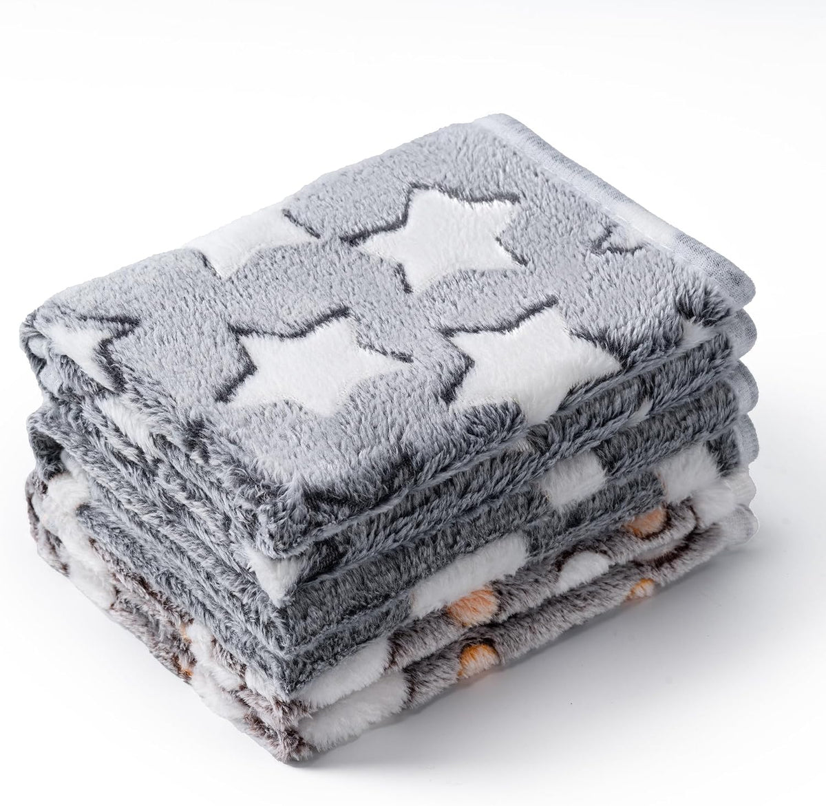 1 Pack 3 Blankets Super Soft Fluffy Premium Fleece Pet Blanket Flannel Paw Printed Throw for Dog Puppy Cat (Small 23x16'', Brown, Pink, White)