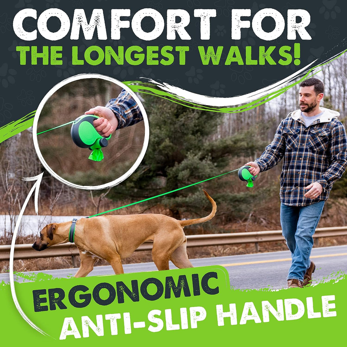 Retractable Dog Leash 2.0, 16 Ft, for Medium Dogs, Heavy Duty