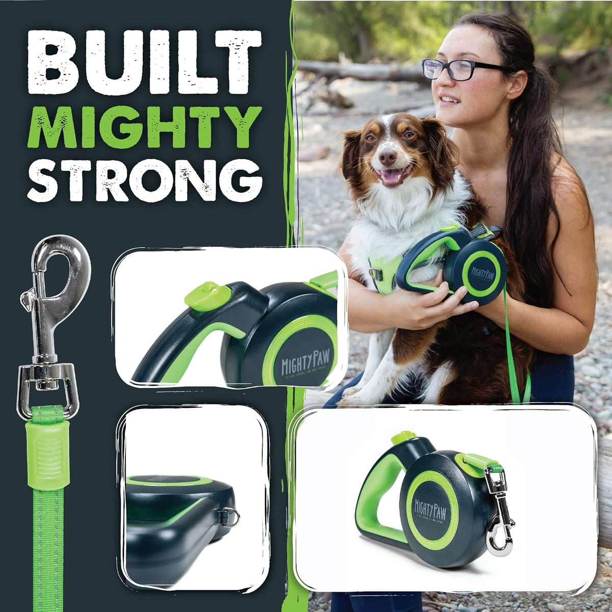 Retractable Dog Leash 2.0, 16 Ft, for Medium Dogs, Heavy Duty