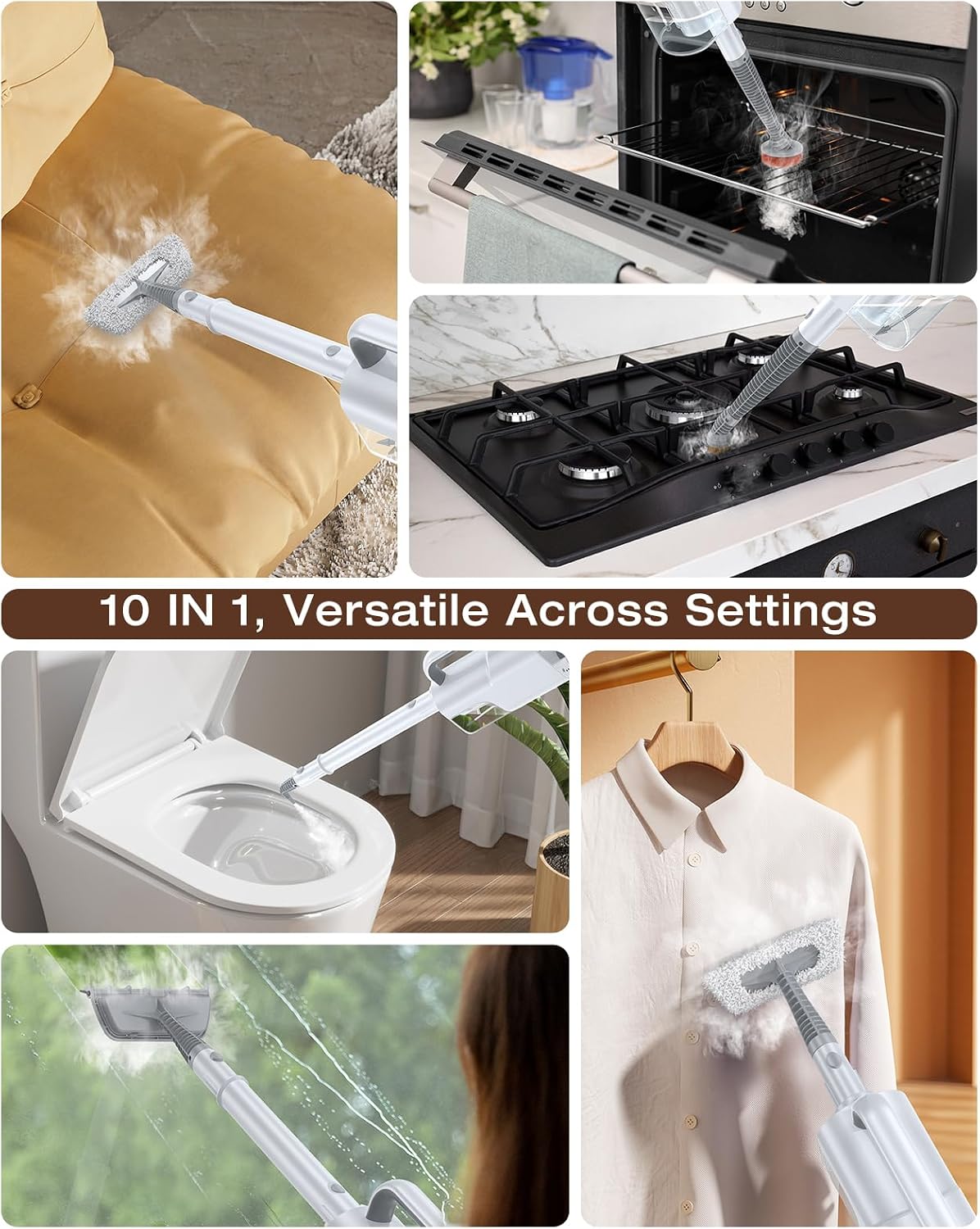 Steam Cleaner, 10-in-1 Detachable Handheld Steam Mop for Multi-Surface