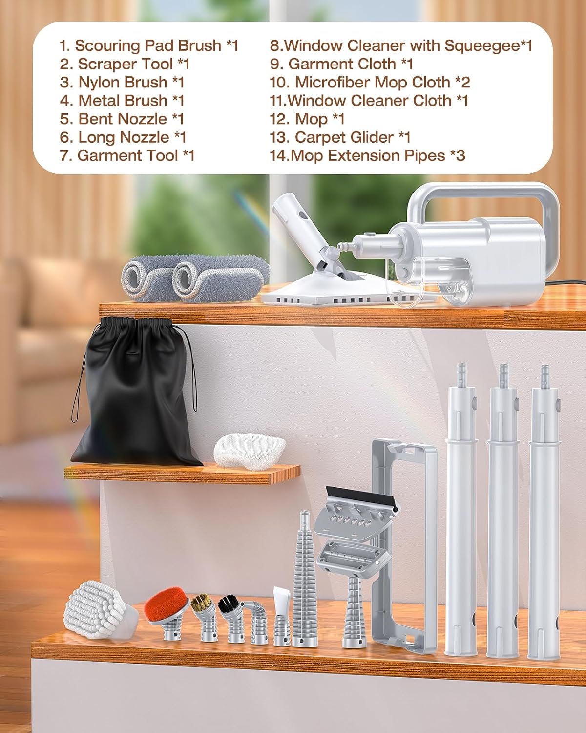 Steam Cleaner, 10-in-1 Detachable Handheld Steam Mop for Multi-Surface