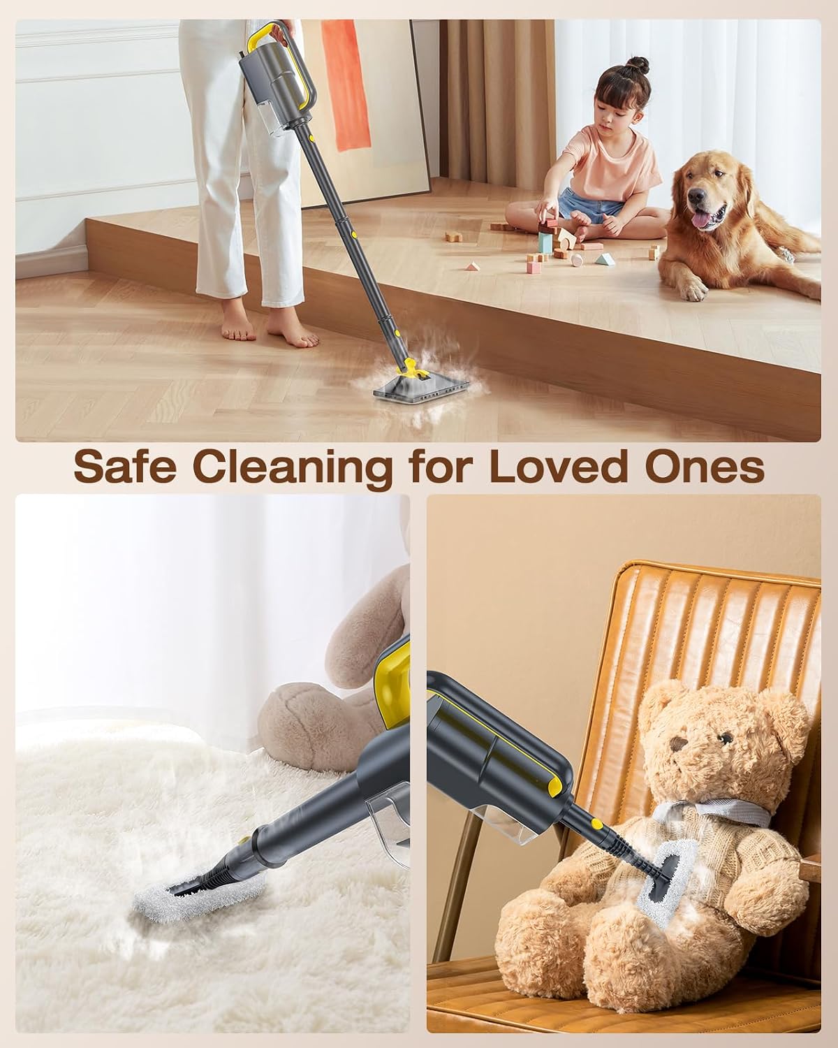 Steam Cleaner, 10-in-1 Detachable Handheld Steam Mop for Multi-Surface