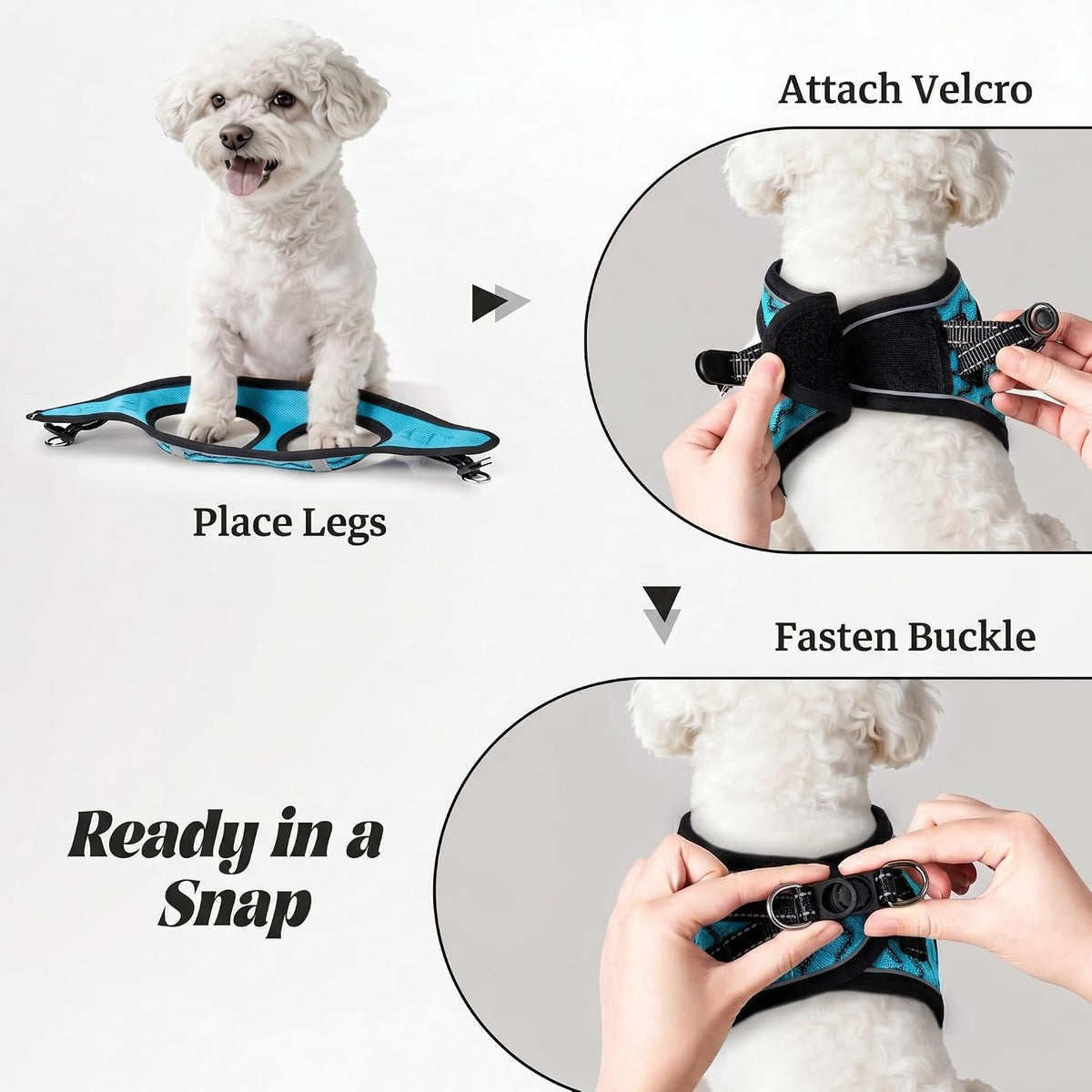 No Pull Dog Puppy Harness and Leash Set Reflective Mesh Vest X-Small