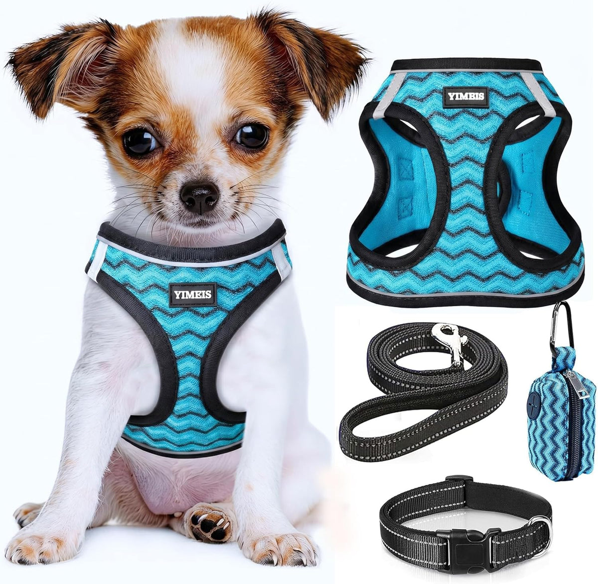 No Pull Dog Puppy Harness and Leash Set Reflective Mesh Vest X-Small