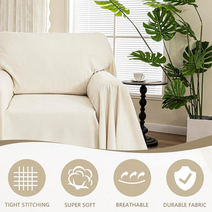 Couch Cover for Pets, Beige Couch Covers for 2 Cushion Couch Sofa, Sofa Slipcover Sectional L Shape Chenille Covers for Pets, Throw Couch for Dogs, Kids,71" X118"