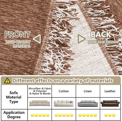 Couch Cover for Pets, Beige Couch Covers for 2 Cushion Couch Sofa, Sofa Slipcover Sectional L Shape Chenille Covers for Pets, Throw Couch for Dogs, Kids,71" X118"