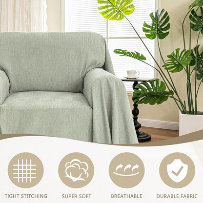 Couch Cover for Pets, Beige Couch Covers for 2 Cushion Couch Sofa, Sofa Slipcover Sectional L Shape Chenille Covers for Pets, Throw Couch for Dogs, Kids,71" X118"