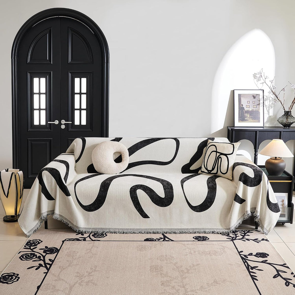 Couch Cover for Pets, Beige Couch Covers for 2 Cushion Couch Sofa, Sofa Slipcover Sectional L Shape Chenille Covers for Pets, Throw Couch for Dogs, Kids,71" X118"