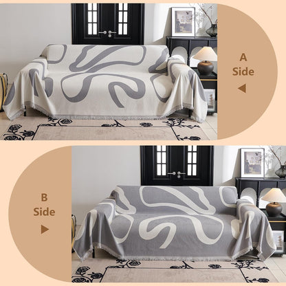 Couch Cover for Pets, Beige Couch Covers for 2 Cushion Couch Sofa, Sofa Slipcover Sectional L Shape Chenille Covers for Pets, Throw Couch for Dogs, Kids,71" X118"