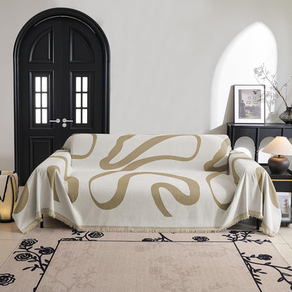 Couch Cover for Pets, Beige Couch Covers for 2 Cushion Couch Sofa, Sofa Slipcover Sectional L Shape Chenille Covers for Pets, Throw Couch for Dogs, Kids,71" X118"