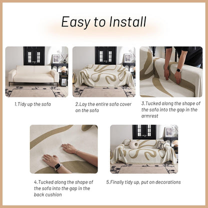 Couch Cover for Pets, Beige Couch Covers for 2 Cushion Couch Sofa, Sofa Slipcover Sectional L Shape Chenille Covers for Pets, Throw Couch for Dogs, Kids,71" X118"