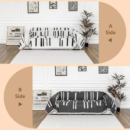 Couch Cover for Pets, Beige Couch Covers for 2 Cushion Couch Sofa, Sofa Slipcover Sectional L Shape Chenille Covers for Pets, Throw Couch for Dogs, Kids,71" X118"