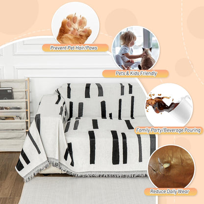 Couch Cover for Pets, Beige Couch Covers for 2 Cushion Couch Sofa, Sofa Slipcover Sectional L Shape Chenille Covers for Pets, Throw Couch for Dogs, Kids,71" X118"