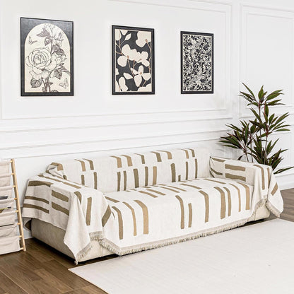 Couch Cover for Pets, Beige Couch Covers for 2 Cushion Couch Sofa, Sofa Slipcover Sectional L Shape Chenille Covers for Pets, Throw Couch for Dogs, Kids,71" X118"